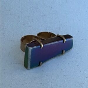 Tory Burch adjustable geometric double ring.